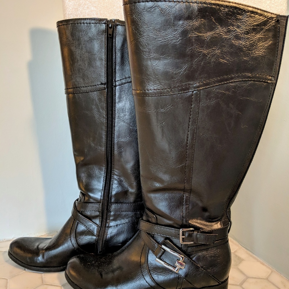 Black leather wide calf Unisa riding boots